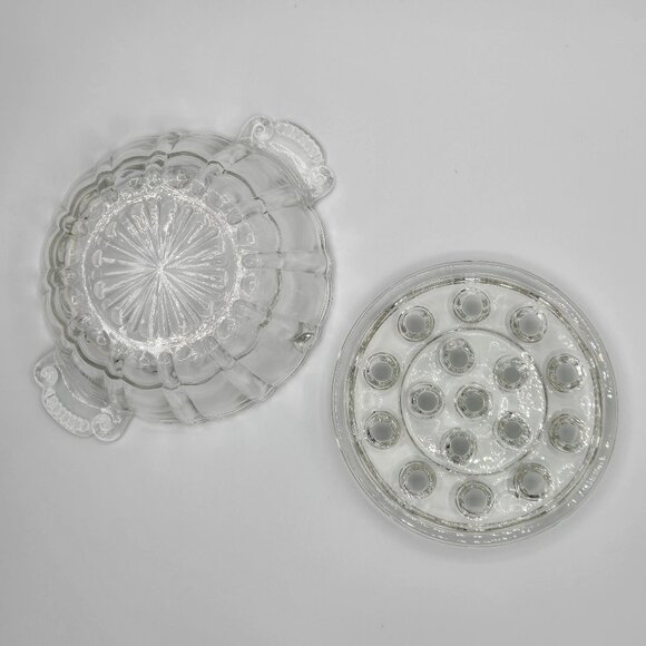 Anchor Hocking Old Cafe Flower Bowl and Frog 1930's Anchor Hocking Posey Bowl - Picture 6 of 9